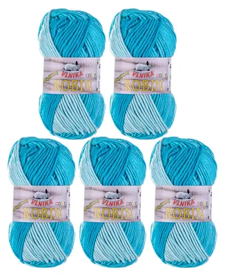 5 x 100g Farbverlaufsgarn Robin Color Antipilling Winterwolle Blautöne