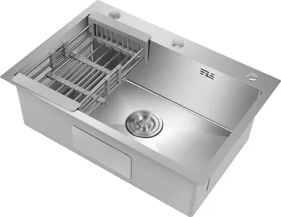 Immagine prodotto di Lavello da cucina in acciaio inox - Da incasso/sottopiano, rettangolare - Vasca singola - 45 x 66 cm - Senza rubinetteria - 1 foro - Incl. gruppo di scarico e sifone