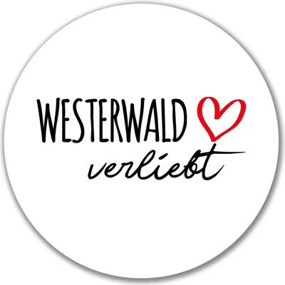 Produktbild von Huuraa Aufkleber Westerwald verliebt 10cm rund Sticker Geschenkidee