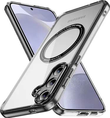 Immagine prodotto di Custodia magnetica trasparente per Samsung Galaxy S25+, compatibile con MagSafe, custodia protettiva ibrida antiurto Nero