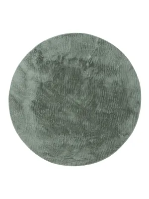 Produktbild von Fellteppich Furry Grün ø 160 cm rund Wohnzimmer  Rutschfest Waschbar Hochflor benuta Flauschig Plüsch Shaggy Weich