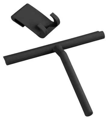 Immagine prodotto di WENKO Spatola da bagno in silicone Mola in nero Spatola pulente 21 x 24,5 x 4 cm