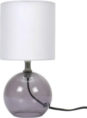 Produktbild von Tischlampe mit weißem Lampenschirm, Lampenfuß transparentes graues Glas, Leuchtmittel E14, max. 40W, HxØ ca. 24,5 x 10,5 cm