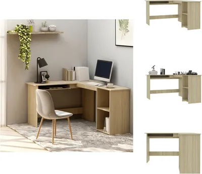 Image de vidaXL Bureau d'angle en L Chêne Sonoma 120x140x75 cm Bois composite - Bureaux