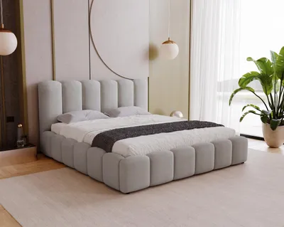 Produktbild von Polsterbett 140x200 cm Florent - Bettkasten, Lattenrost - Doppelbett 140 x 200 cm, Samtstoff Hellgrau (Magic Velvet 2218)