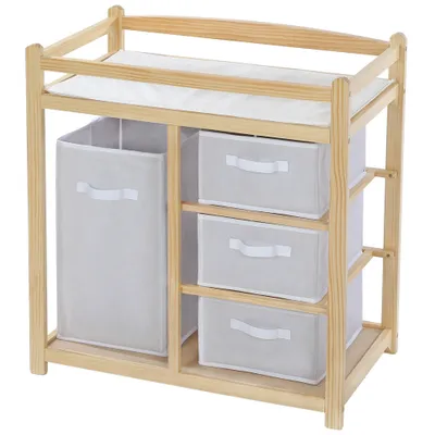 Image de Table à langer avec 4 paniers de rangement - marron