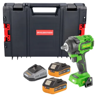 Produktbild von Procraft PWA18bb Akku Schlagschrauber 20 V 550 Nm 1/2" Brushless + 2x Akku 4,0 Ah + Ladegerät + RHINO Toolcase