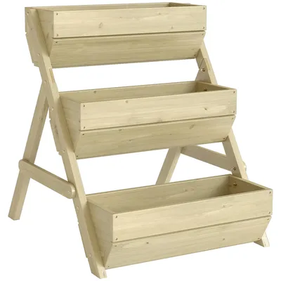 Produktbild von Vertikales Hochbeet mit 3 Etagen Vertikalbeet aus Holz Blumenkasten mit 3 Pflanzkästen Ablauflöchern Grün
