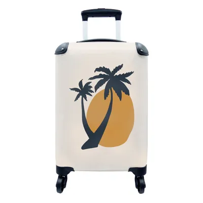 Produktbild von MuchoWow® Koffer Handgepäck Trolley Rollkoffer Kleine Reisekoffer mit 4 Rollen - Palme - Sonne - Pastell - Cabin Size < 55x40x23 cm & 55x40x20 cm - Fotokoffer - Kabinenkoffer - Boardgepäck - Reise-Box - Reisekoffer - Reisegepäck - Koffer mit Bild - Trolley für Kinder