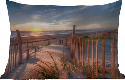 Produktbild von MuchoWow® Outdoor Kissen - Strand - Meer - Düne - Sonnenuntergang - Landschaft - 60x40 cm - Wetterfest - Lounge Kissen - Zierkissen - Kissen für Innenräume