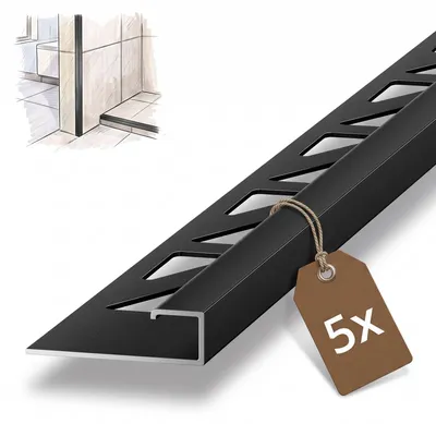 Produktbild von Dalsys 5x Fliesenschiene Eckprofil 2,5m x 8mm Schwarz Alu