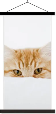 Produktbild von MuchoWow® Textilposter Katze - Rot - Weiß - Mädchen - Jungen - Kind 40x80 cm mit schwarzem Rahmen - Wandemalerei