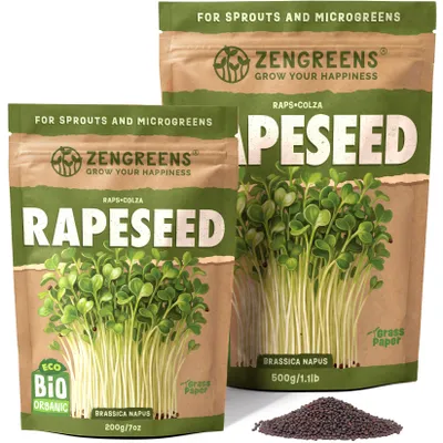 Zdjęcie produktu dla ZenGreens® Eko Nasiona na Kiełki Rzepak 500 g – Kiełki i Mikroliście
