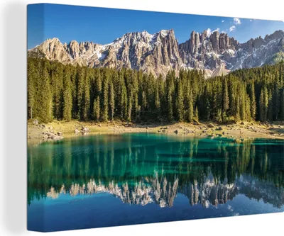 Produktbild von OneMillionCanvasses® - Leinwandbilder - 140x90 cm, Berg - Wald - Strand, Wandbilder Kunstdruck Wanddekoration - Foto auf Leinwand - Gemälde auf Holzrahmen