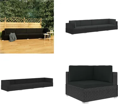 Zdjęcie produktu dla vidaXL 4-częściowa sofa ogrodowa z poduszkami z czarnego rattanu - sofa ogrodowa - sofa ogrodowa - sofa ogrodowa - sofa ogrodowa - sofa ogrodowa - sofa ogrodowa