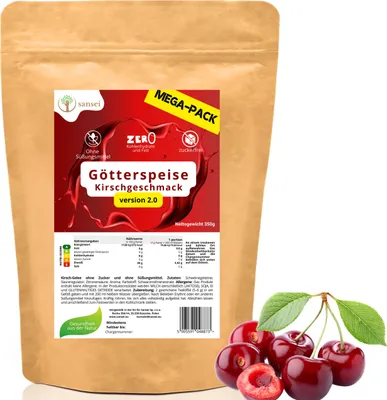Produktbild von Zuckerfreie Götterspeise Wackelpudding Ohne Zucker & Süßungsmittel  Low Carb Dessert  1 Portion (7 g)  Kalorienarm (Kirsche)