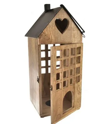 Produktbild von INDECOR Laterne schwarz 28 x 28 x 66 cm, Mango/Metall X13075