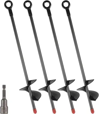 Produktbild von Bodenanker für Trampoline und Zelte – Set mit 4 robusten Bodenankern mit Adapter