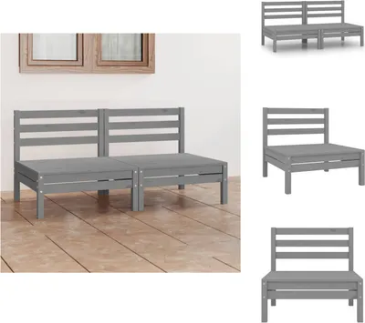 Produktbild von vidaXL 2-Sitzer-Gartensofa Grau Kiefer Massivholz -  Gartensofas