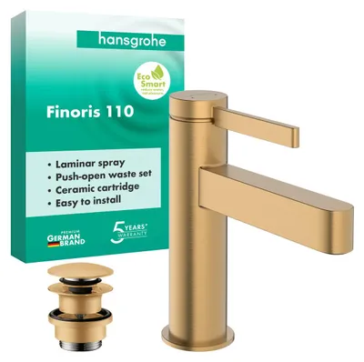 Immagine prodotto di hansgrohe Finoris robinetterie de lavabo monocommande 110 avec vidage PUSH-Open, portée 139mm, 76023140, 76023140