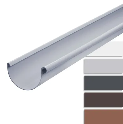 Produktbild von INEFA Dachrinne Kunststoff, halbrund, 200cm NW100 / 100mm, Grau, Regenrinnen PVC, Steckmontage,  Germany für Gartenhaus, Carport, Terrasse & Pavillion Dachentwässerung