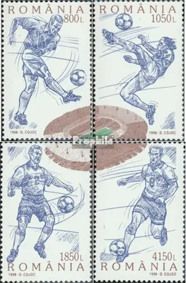 Produktbild von Briefmarken Rumänien 1998 Mi 5315-5318 (kompl.Ausg.) postfrisch Fußball WM Frankreich98