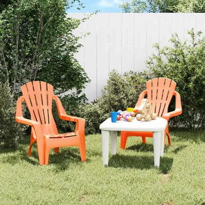 Image de Ensemble de 2 chaises de jardin pour enfants, de couleur orange