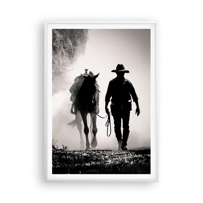 Produktbild von Gerahmtes Poster - Weißer Rahmen - Cowboy Pferd Shady - 70x100 cm - Wand Bild - Wanddeko - Wandbilder - Kunstposter - Wandposter - Bilderrahmen - Bilder - Kunstdruck - P2WPA70x100-4620