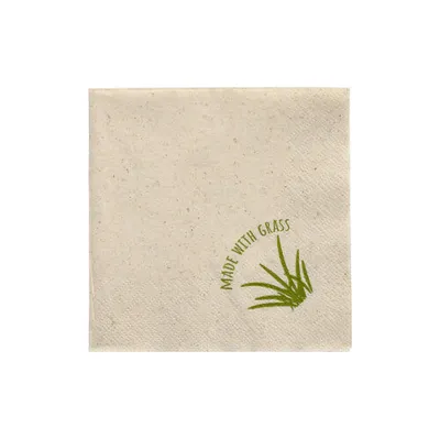 Produktbild von 250 Servietten, 2-lagig 1/4-Falz 24 cm x 24 cm natur mit Grasanteil