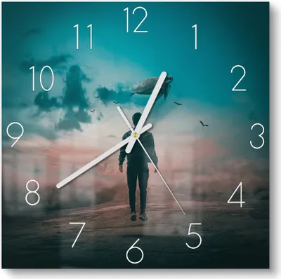 Produktbild von DEQOART Glasuhr 30x30 cm Zahlen 'Himmelsgleiter' Wanduhr Glas Uhr Design leise Küchenuhr