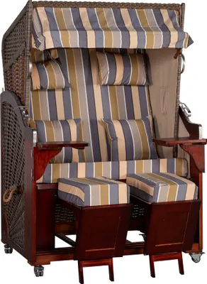 Produktbild von Webavita Strandkorb Karibik Multicolor aus Pinienholz100 % - 2-Sitzer volllieger Urlaubsfeeling für Zuhause Terrasse Balkon