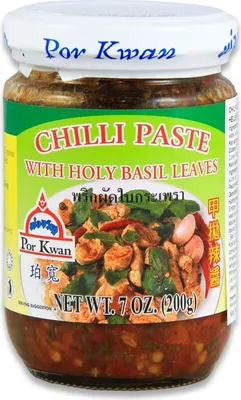 Produktbild von [ 200g ] POR KWAN Chili Paste mit Basilikum / Chilli Paste with Holy Basil