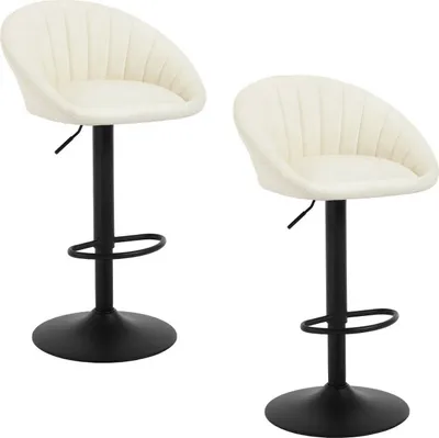 Two adjustable bar stools on a white background.