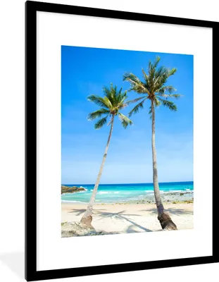 Produktbild von MuchoWow® Gerahmtes Poster Palme - Sommer - Tropisch 60x80 cm - Poster mit Schwarzem Bilderrahmen Wandposter Rahmen Foto Bilder - Wohnzimmer - Dekorationen - Prämie