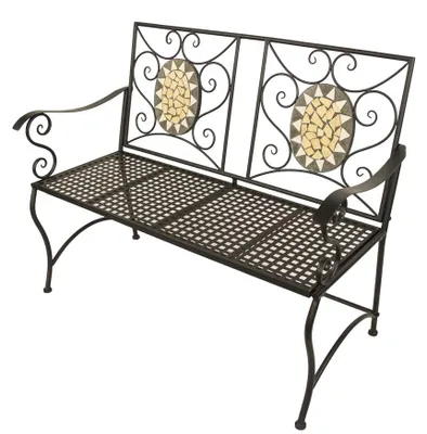 Metallbank Mosaik-Ornamente 116x56x90 cm schwarz bunt