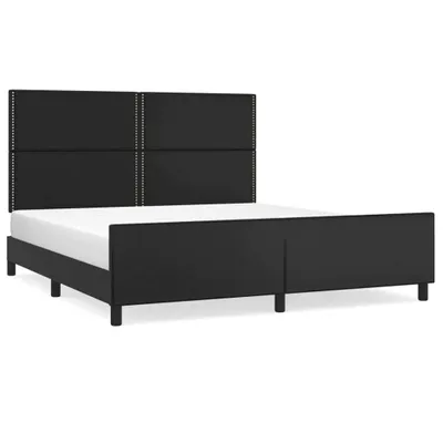 Image de vidaXL Cadre de lit avec tête de lit noir 180x200 cm similicuir