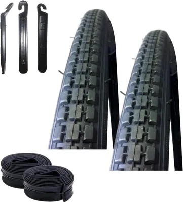 Immagine prodotto di 2 x pneumatico per bicicletta Rexway 28" Legend antiforatura nero 40-635 (28 x 1 1/2) + 2 camere d'aria corrispondenti AV incl. 3 leve per pneumatici