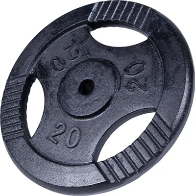 Produktbild von GORILLA SPORTS® Hantelscheiben - 20kg Gewichte, Tri-grip, 30mm, Gusseisen, Schwarz - Gewichtsscheiben, Hanteln Set