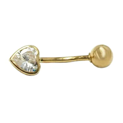 Produktbild von Bauchnabelpiercing Banana 20x6mm Zirkonia-Herz 14Kt GOLD Gallay Schmuckgroßhandel