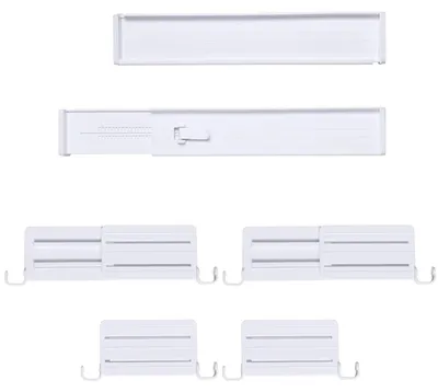 Image de TRANKIELO® - 2 séparateurs de tiroirs réglables - Organisateur pour cuisine, salle de bain et chambre - Blanc