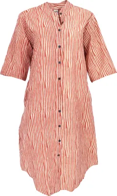 Produktbild von Boho Hemdkleid, Lange Gestreifte Tunika - Rost, Damen, Braun, Baumwolle, Größe: L