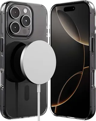 Produktbild von Crong, Clear MAG Pro Hülle iPhone 16 Pro MagSafe kompatibel, Schwarz transparent