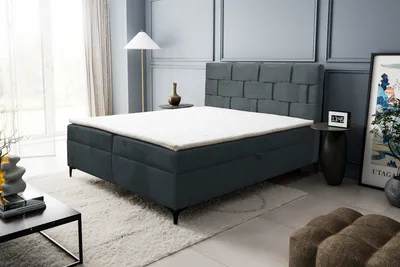 Produktbild von VENASI CHARLOTTE Boxspringbett 180x200 mit 2 Bettkästen und TOPPER H2/H3 Matratze DUNKELGRAU CASTEL 97