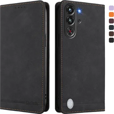 Obrázek produktu pro Pouzdro pro ZTE nubia RedMagic 10 Pro, retroPolyuretankožené flip pouzdro s stojánkem a přihrádkami na karty Černý
