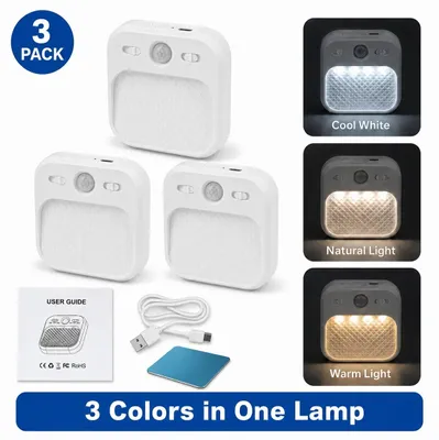 Produktbild von Kabellose LED-Unterbauleuchte mit Bewegungsmelder, 1000 mAh Akku, 3 Farbtemperaturen, dimmbar, 3PCS