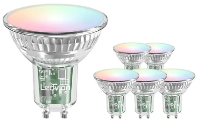 Produktbild von Ledvion 6er Set Smart GU10 LED Spot 5W RGB+CCT Wi-Fi 345 lm