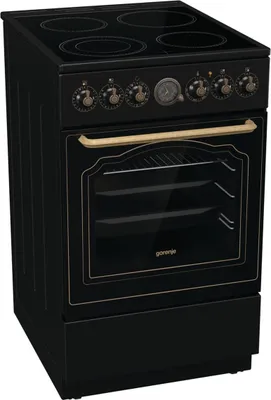 Immagine prodotto di Gorenje Classico GECS 5B70CLB Elektrický sporák se sklokeramickou varnou deskou/retro design / 50 cm / 70 litri/Gentle Close/rychlý ohřev/AirFry/ExtraSteam/režim Pizza/AquaClean/černý