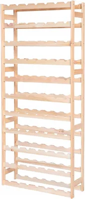 Produktbild von STOLMAK Weinregal aus Holz für 77 Flaschen Natur Kiefernholz 72,5x166x25 cm Flaschenregal Weinschrank Weinständer Flaschenhalter Kellerregal