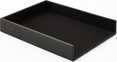 Produktbild von Briefablage Büro Echtes Leder Anthrazit Grau cm 32 x 24.2 x H.5 - Ablagefächer Papierablage Ablagekorb A4 - Hergestellt in Italien