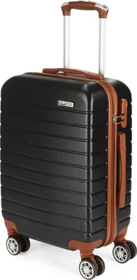 Produktbild von BRUBAKER Handgepäck Koffer Paris - Reisekoffer Trolley mit Zahlenschloss und 4 Rollen - 37 x 56 x 22 cm - Rollkoffer, M, Schwarz und Hellbraun
